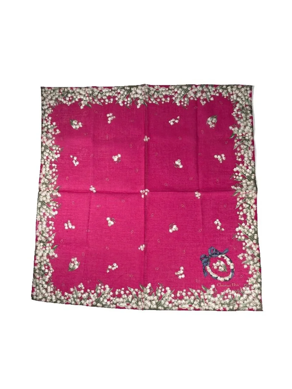 Vintage Christian Dior Lily of the Valley Cotton Scarf
